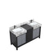 Lexora Zilara 60" - Black and Grey Double Vanity (Options: Castle Grey Marble Tops, White Square Sinks, and Balzani Gun Metal Faucet Set) - Lexora - Ambient Home