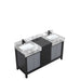 Lexora Zilara 60" - Black and Grey Double Vanity (Options: Castle Grey Marble Tops, White Square Sinks, and Cascata Nera Matte Black Faucet Set) - Lexora - Ambient Home