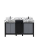 Lexora Zilara 60" - Black and Grey Double Vanity (Options: Castle Grey Marble Tops, White Square Sinks, and Monte Chrome Faucet Set) - Lexora - Ambient Home