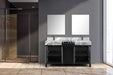 Lexora Zilara 60" - Black and Grey Double Vanity (Options: Castle Grey Marble Tops, White Square Sinks, Balzani Gun Metal Faucet Set, and 28" Frameless Mirrors) - Lexora - Ambient Home