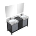 Lexora Zilara 60" - Black and Grey Double Vanity (Options: Castle Grey Marble Tops, White Square Sinks, Balzani Gun Metal Faucet Set, and 28" Frameless Mirrors) - Lexora - Ambient Home