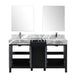 Lexora Zilara 60" - Black and Grey Double Vanity (Options: Castle Grey Marble Tops, White Square Sinks, Monte Chrome Faucet Set, and 28" Frameless Mirrors) - Lexora - Ambient Home