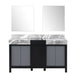 Lexora Zilara 60" - Black and Grey Double Vanity (Options: Castle Grey Marble Tops, White Square Sinks, and 28" Frameless Mirrors) - Lexora - Ambient Home