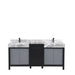 Lexora Zilara 72" - Black and Grey Double Vanity (Options: Castle Grey Marble Tops, White Square Sinks, and Balzani Gun Metal Faucet Set) - Lexora - Ambient Home