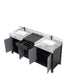 Lexora Zilara 72" - Black and Grey Double Vanity (Options: Castle Grey Marble Tops, White Square Sinks, and Balzani Gun Metal Faucet Set) - Lexora - Ambient Home