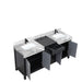 Lexora Zilara 72" - Black and Grey Double Vanity (Options: Castle Grey Marble Tops, White Square Sinks, and Cascata Nera Matte Black Faucet Set) - Lexora - Ambient Home