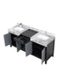 Lexora Zilara 72" - Black and Grey Double Vanity (Options: Castle Grey Marble Tops, White Square Sinks, and Monte Chrome Faucet Set) - Lexora - Ambient Home