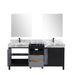 Lexora Zilara 72" - Black and Grey Double Vanity (Options: Castle Grey Marble Tops, White Square Sinks, Balzani Gun Metal Faucet Set, and 28" Frameless Mirrors) - Lexora - Ambient Home