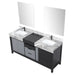 Lexora Zilara 72" - Black and Grey Double Vanity (Options: Castle Grey Marble Tops, White Square Sinks, Balzani Gun Metal Faucet Set, and 28" Frameless Mirrors) - Lexora - Ambient Home