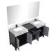 Lexora Zilara 72" - Black and Grey Double Vanity (Options: Castle Grey Marble Tops, White Square Sinks, Cascata Nera Matte Black Faucet Set, and 28" Frameless Mirrors) - Lexora - Ambient Home