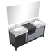 Lexora Zilara 72" - Black and Grey Double Vanity (Options: Castle Grey Marble Tops, White Square Sinks, Monte Chrome Faucet Set, and 28" Frameless Mirrors) - Lexora - Ambient Home