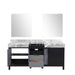 Lexora Zilara 72" - Black and Grey Double Vanity (Options: Castle Grey Marble Tops, White Square Sinks, and 28" Frameless Mirrors) - Lexora - Ambient Home