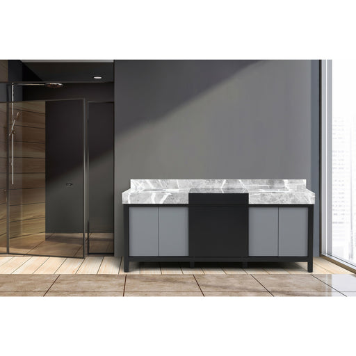 Lexora Zilara 80" - Black and Grey Double Vanity (Options: Castle Grey Marble Tops, and White Square Sinks) - Lexora - Ambient Home