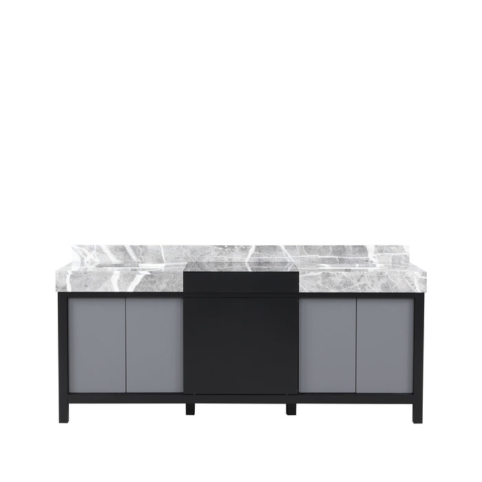 Lexora Zilara 80" - Black and Grey Double Vanity (Options: Castle Grey Marble Tops, and White Square Sinks) - Lexora - Ambient Home