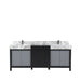 Lexora Zilara 80" - Black and Grey Double Vanity (Options: Castle Grey Marble Tops, White Square Sinks, and Balzani Gun Metal Faucet Set) - Lexora - Ambient Home