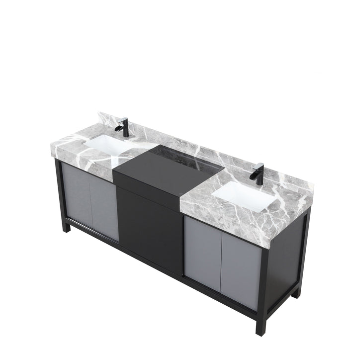 Lexora Zilara 80" - Black and Grey Double Vanity (Options: Castle Grey Marble Tops, White Square Sinks, and Cascata Nera Matte Black Faucet Set) - Lexora - Ambient Home