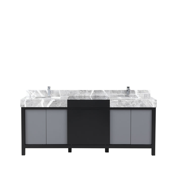 Lexora Zilara 80" - Black and Grey Double Vanity (Options: Castle Grey Marble Tops, White Square Sinks, and Monte Chrome Faucet Set) - Lexora - Ambient Home