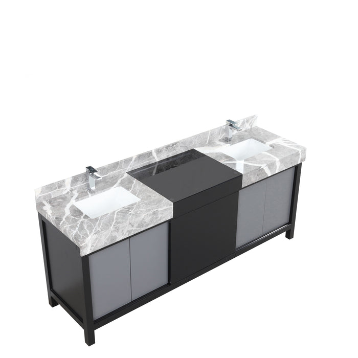 Lexora Zilara 80" - Black and Grey Double Vanity (Options: Castle Grey Marble Tops, White Square Sinks, and Monte Chrome Faucet Set) - Lexora - Ambient Home