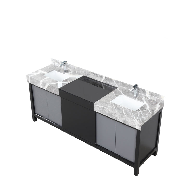 Lexora Zilara 80" - Black and Grey Double Vanity (Options: Castle Grey Marble Tops, White Square Sinks, and Monte Chrome Faucet Set) - Lexora - Ambient Home