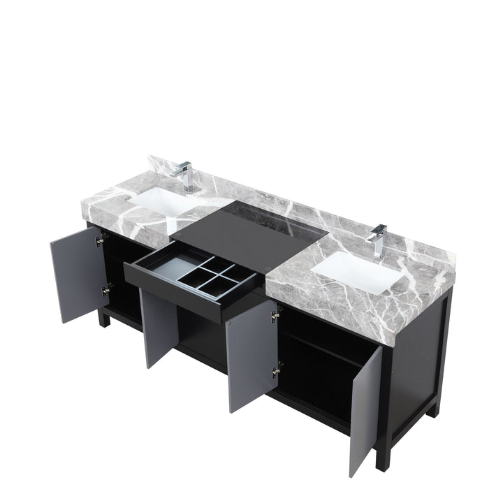 Lexora Zilara 80" - Black and Grey Double Vanity (Options: Castle Grey Marble Tops, White Square Sinks, and Monte Chrome Faucet Set) - Lexora - Ambient Home