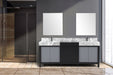 Lexora Zilara 80" - Black and Grey Double Vanity (Options: Castle Grey Marble Tops, White Square Sinks, Balzani Gun Metal Faucet Set, and 30" Frameless Mirrors) - Lexora - Ambient Home