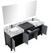 Lexora Zilara 80" - Black and Grey Double Vanity (Options: Castle Grey Marble Tops, White Square Sinks, Balzani Gun Metal Faucet Set, and 30" Frameless Mirrors) - Lexora - Ambient Home