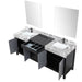 Lexora Zilara 80" - Black and Grey Double Vanity (Options: Castle Grey Marble Tops, White Square Sinks, Balzani Gun Metal Faucet Set, and 30" Frameless Mirrors) - Lexora - Ambient Home