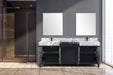 Lexora Zilara 80" - Black and Grey Double Vanity (Options: Castle Grey Marble Tops, White Square Sinks, Cascata Nera Matte Black Faucet Set, and 30" Frameless Mirrors) - Lexora - Ambient Home