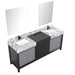 Lexora Zilara 80" - Black and Grey Double Vanity (Options: Castle Grey Marble Tops, White Square Sinks, Cascata Nera Matte Black Faucet Set, and 30" Frameless Mirrors) - Lexora - Ambient Home