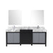 Lexora Zilara 80" - Black and Grey Double Vanity (Options: Castle Grey Marble Tops, White Square Sinks, Monte Chrome Faucet Set, and 30" Frameless Mirrors) - Lexora - Ambient Home