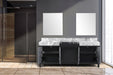 Lexora Zilara 80" - Black and Grey Double Vanity (Options: Castle Grey Marble Tops, White Square Sinks, and 30" Frameless Mirrors) - Lexora - Ambient Home