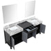 Lexora Zilara 80" - Black and Grey Double Vanity (Options: Castle Grey Marble Tops, White Square Sinks, and 30" Frameless Mirrors) - Lexora - Ambient Home