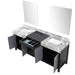 Lexora Zilara 80" - Black and Grey Double Vanity (Options: Castle Grey Marble Tops, White Square Sinks, and 30" Frameless Mirrors) - Lexora - Ambient Home