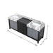 Lexora Zilara 84" - Black and Grey Double Vanity (Options: Castle Grey Marble Tops, and White Square Sinks) - Lexora - Ambient Home