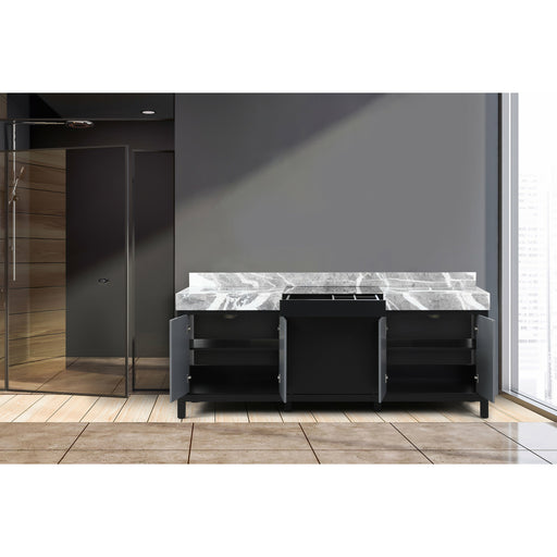 Lexora Zilara 84" - Black and Grey Double Vanity (Options: Castle Grey Marble Tops, and White Square Sinks) - Lexora - Ambient Home