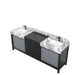 Lexora Zilara 84" - Black and Grey Double Vanity (Options: Castle Grey Marble Tops, White Square Sinks, and Balzani Gun Metal Faucet Set) - Lexora - Ambient Home