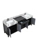 Lexora Zilara 84" - Black and Grey Double Vanity (Options: Castle Grey Marble Tops, White Square Sinks, and Balzani Gun Metal Faucet Set) - Lexora - Ambient Home