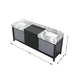 Lexora Zilara 84" - Black and Grey Double Vanity (Options: Castle Grey Marble Tops, White Square Sinks, and Cascata Nera Matte Black Faucet Set) - Lexora - Ambient Home