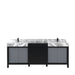 Lexora Zilara 84" - Black and Grey Double Vanity (Options: Castle Grey Marble Tops, White Square Sinks, and Cascata Nera Matte Black Faucet Set) - Lexora - Ambient Home