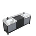 Lexora Zilara 84" - Black and Grey Double Vanity (Options: Castle Grey Marble Tops, White Square Sinks, and Cascata Nera Matte Black Faucet Set) - Lexora - Ambient Home