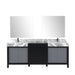 Lexora Zilara 84" - Black and Grey Double Vanity (Options: Castle Grey Marble Tops, White Square Sinks, Balzani Gun Metal Faucet Set, and 34" Frameless Mirrors) - Lexora - Ambient Home