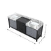 Lexora Zilara 84" - Black and Grey Double Vanity (Options: Castle Grey Marble Tops, White Square Sinks, Monte Chrome Faucet Set, and 34" Frameless Mirrors) - Lexora - Ambient Home