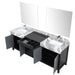 Lexora Zilara 84" - Black and Grey Double Vanity (Options: Castle Grey Marble Tops, White Square Sinks, Monte Chrome Faucet Set, and 34" Frameless Mirrors) - Lexora - Ambient Home