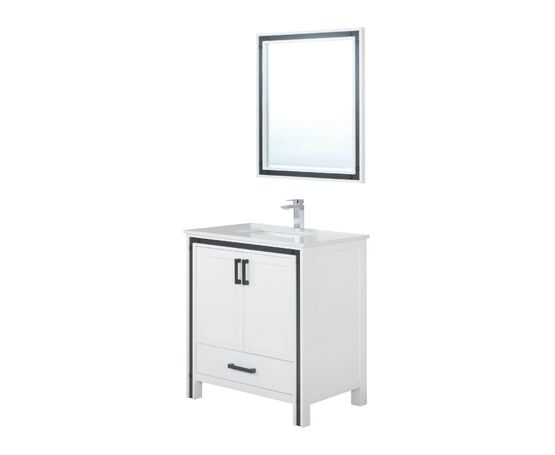 Lexora Ziva 30" - White Single Bathroom Vanity (Options: Cultured Marble Top, White Square Sink and 28" Mirror w/ Faucet) - Lexora - Ambient Home