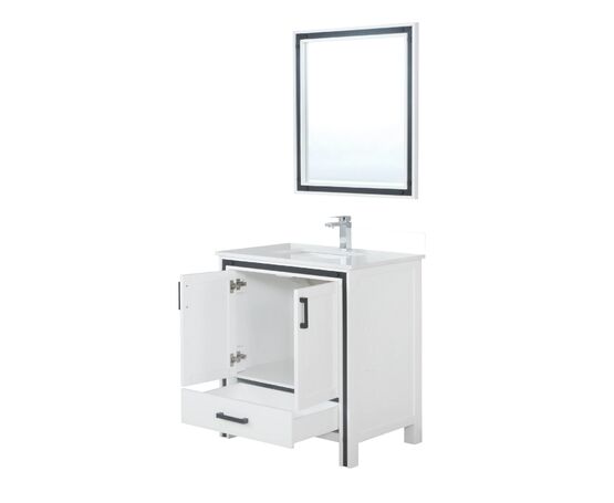 Lexora Ziva 30" - White Single Bathroom Vanity (Options: Cultured Marble Top, White Square Sink and 28" Mirror w/ Faucet) - Lexora - Ambient Home