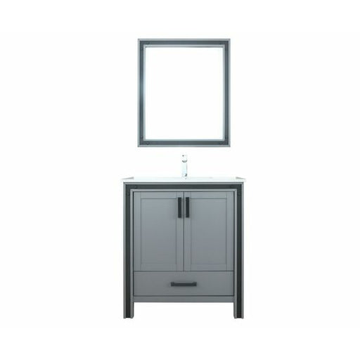 Lexora Ziva 30" - Dark Grey Single Bathroom Vanity (Options: Cultured Marble Top, White Square Sink and 28" Mirror w/ Faucet) - Lexora - Ambient Home