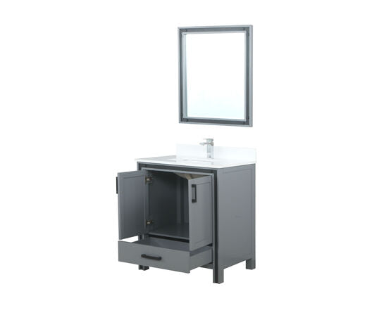 Lexora Ziva 30" - Dark Grey Single Bathroom Vanity (Options: Cultured Marble Top, White Square Sink and 28" Mirror w/ Faucet) - Lexora - Ambient Home