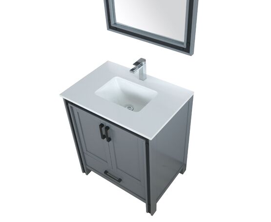 Lexora Ziva 30" - Dark Grey Single Bathroom Vanity (Options: Cultured Marble Top, White Square Sink and 28" Mirror w/ Faucet) - Lexora - Ambient Home