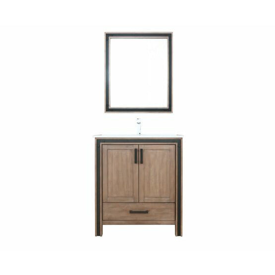 Lexora Ziva 30" - Rustic Barnwood Single Bathroom Vanity (Options: Cultured Marble Top, White Square Sink and 28" Mirror w/ Faucet) - Lexora - Ambient Home