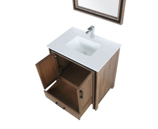 Lexora Ziva 30" - Rustic Barnwood Single Bathroom Vanity (Options: Cultured Marble Top, White Square Sink and 28" Mirror w/ Faucet) - Lexora - Ambient Home